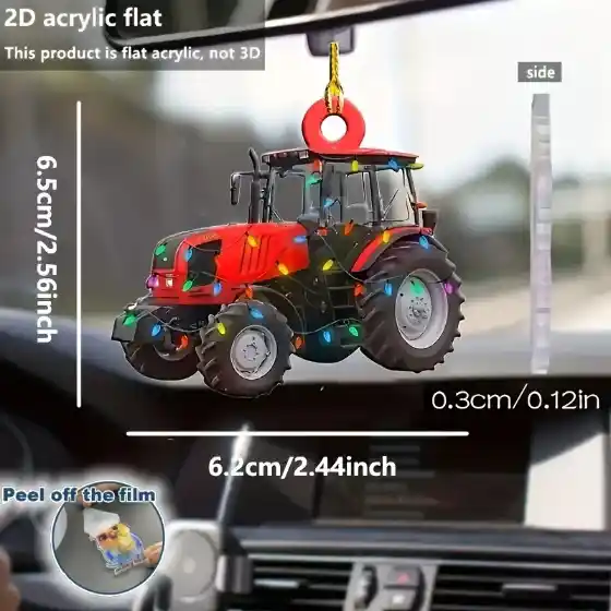Festive Tractor Pendant Keychain,christmas Love Expression 2d Acrylic Versatile Charm,for Car Móc Treo Đeo Thoại, Standee, Móc Khoá In Theo Yêu Cầu, Chất Liệu Mica Dày 4mm, Kích Thước 5.5 Cm, Có In Test Mẫu