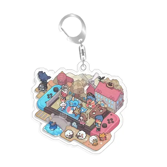 For Pokemon Elf Qikchu Warm Illustration Game Console Creativity Selfmade Acrylic Cute Móc Treo Đeo Thoại, Standee, Móc Khoá In Theo Yêu Cầu, Chất Liệu Mica Dày 4mm, Kích Thước 5.5 Cm, Có In Test Mẫu