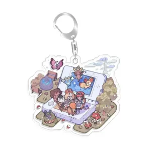 For Pokemon Elf Qikchu Warm Illustration Game Console Creativity Selfmade Acrylic Cute Móc Treo Đeo Thoại, Standee, Móc Khoá In Theo Yêu Cầu, Chất Liệu Mica Dày 4mm, Kích Thước 5.5 Cm, Có In Test Mẫu