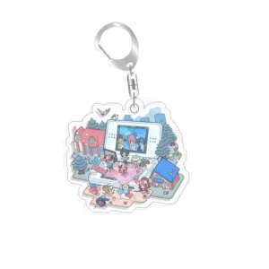 For Pokemon Elf Qikchu Warm Illustration Game Console Creativity Selfmade Acrylic Cute Móc Treo Đeo Thoại, Standee, Móc Khoá In Theo Yêu Cầu, Chất Liệu Mica Dày 4mm, Kích Thước 5.5 Cm, Có In Test Mẫu