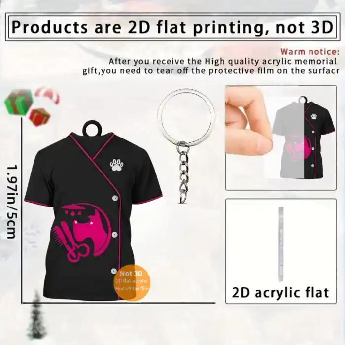 Hairdresser Equipment Pendant Keychain Coiffeur Themed 2d Flat Acrylic Ornament Charms Móc Treo Đeo Thoại, Standee, Móc Khoá In Theo Yêu Cầu, Chất Liệu Mica Dày 4mm, Kích Thước 5.5 Cm, Có In Test Mẫu