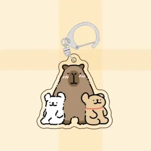 Kawaii Adorable Capybara Keychain Acrylic Animal Meme Pattern Key Holder Organizer For Móc Treo Đeo Thoại, Standee, Móc Khoá In Theo Yêu Cầu, Chất Liệu Mica Dày 4mm, Kích Thước 5.5 Cm, Có In Test Mẫu