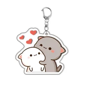 Kawaii Cartoon Animals Pattern Acrylic Key Chain Couples Anime Accessories Bag Charms Móc Treo Đeo Thoại, Standee, Móc Khoá In Theo Yêu Cầu, Chất Liệu Mica Dày 4mm, Kích Thước 5.5 Cm, Có In Test Mẫu