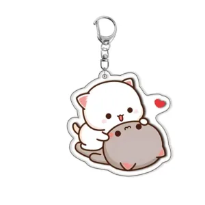 Kawaii Cartoon Animals Pattern Acrylic Key Chain Couples Anime Accessories Bag Charms Móc Treo Đeo Thoại, Standee, Móc Khoá In Theo Yêu Cầu, Chất Liệu Mica Dày 4mm, Kích Thước 5.5 Cm, Có In Test Mẫu