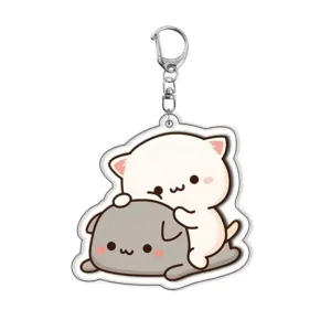 Kawaii Cartoon Animals Pattern Acrylic Key Chain Couples Anime Accessories Bag Charms Móc Treo Đeo Thoại, Standee, Móc Khoá In Theo Yêu Cầu, Chất Liệu Mica Dày 4mm, Kích Thước 5.5 Cm, Có In Test Mẫu