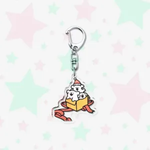 Kawaii Christmas Maltese Pattern Acrylic Keychain Party Ornament Charm Accessories Puppy Móc Treo Đeo Thoại, Standee, Móc Khoá In Theo Yêu Cầu, Chất Liệu Mica Dày 4mm, Kích Thước 5.5 Cm, Có In Test Mẫu