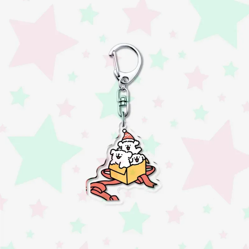 Kawaii Christmas Maltese Pattern Acrylic Keychain Party Ornament Charm Accessories Puppy Móc Treo Đeo Thoại, Standee, Móc Khoá In Theo Yêu Cầu, Chất Liệu Mica Dày 4mm, Kích Thước 5.5 Cm, Có In Test Mẫu