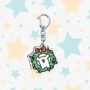 Kawaii Christmas Maltese Pattern Acrylic Keychain Party Ornament Charm Accessories Puppy Móc Treo Đeo Thoại, Standee, Móc Khoá In Theo Yêu Cầu, Chất Liệu Mica Dày 4mm, Kích Thước 5.5 Cm, Có In Test Mẫu