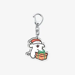 Kawaii Christmas Maltese Pattern Acrylic Keychain Party Ornament Charm Accessories Puppy Móc Treo Đeo Thoại, Standee, Móc Khoá In Theo Yêu Cầu, Chất Liệu Mica Dày 4mm, Kích Thước 5.5 Cm, Có In Test Mẫu