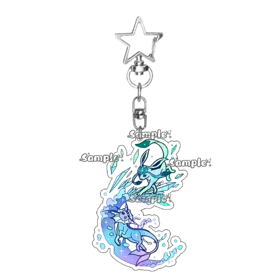 Kawaii Vaporeon Flareon Espeon Umbreon Anime Acrylic Keychain Diy Bag Accessories Cartoon Móc Treo Đeo Thoại, Standee, Móc Khoá In Theo Yêu Cầu, Chất Liệu Mica Dày 4mm, Kích Thước 5.5 Cm, Có In Test Mẫu