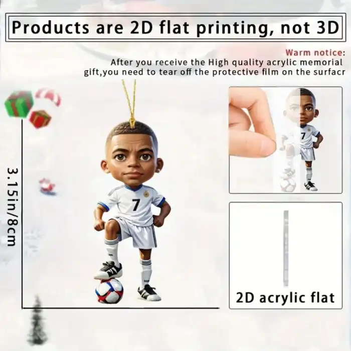 Mbappe Star Soccer Player Pendant Keychain,football Sport 2d Flat Acrylic Ornament,hanging Móc Treo Đeo Thoại, Standee, Móc Khoá In Theo Yêu Cầu, Chất Liệu Mica Dày 4mm, Kích Thước 5.5 Cm, Có In Test Mẫu