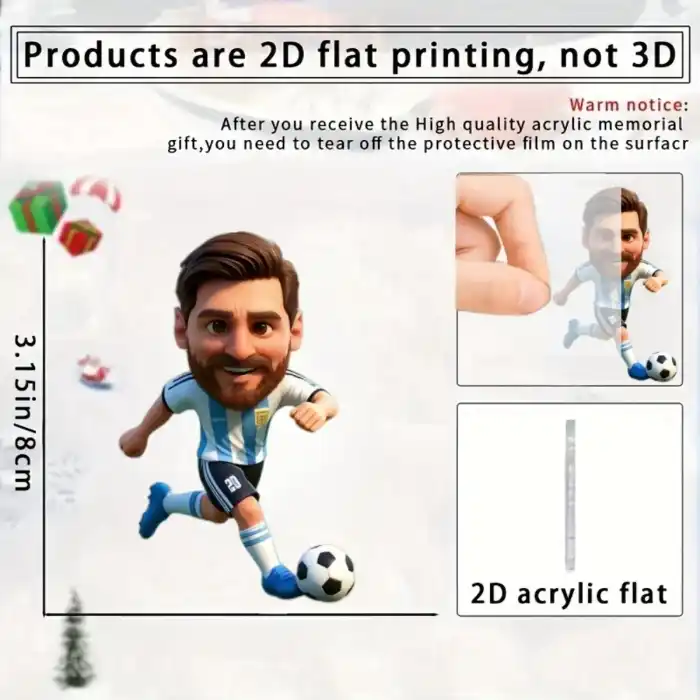 Messi-inspired Soccer Pendant Keychain,football Player 2d Flat Acrylic Ornament,hanging Móc Treo Đeo Thoại, Standee, Móc Khoá In Theo Yêu Cầu, Chất Liệu Mica Dày 4mm, Kích Thước 5.5 Cm, Có In Test Mẫu