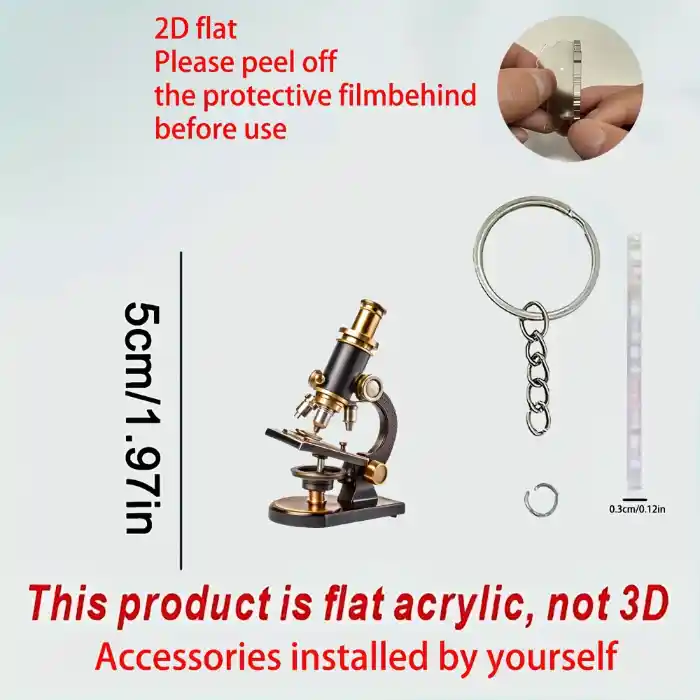 Minimalist Charm Microscope Keychain,2d Pendant Flat Acrylic Hanging Ornament For Móc Treo Đeo Thoại, Standee, Móc Khoá In Theo Yêu Cầu, Chất Liệu Mica Dày 4mm, Kích Thước 5.5 Cm, Có In Test Mẫu