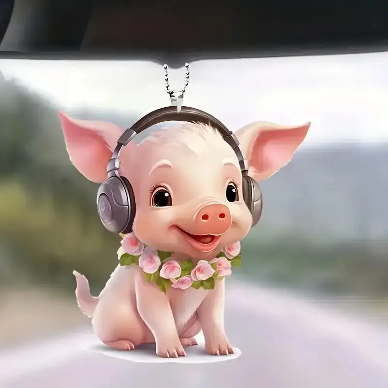 New Animal Keychain Cute Cute Bee Dog Pig Acrylic Pendant Car Rearview Mirror Pendant Gift Móc Treo Đeo Thoại, Standee, Móc Khoá In Theo Yêu Cầu, Chất Liệu Mica Dày 4mm, Kích Thước 5.5 Cm, Có In Test Mẫu