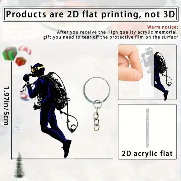 New Diver Pendant Keychain,diving Themed 2d Flat Acrylic Ornament Charms,hanging Decoration Móc Treo Đeo Thoại, Standee, Móc Khoá In Theo Yêu Cầu, Chất Liệu Mica Dày 4mm, Kích Thước 5.5 Cm, Có In Test Mẫu