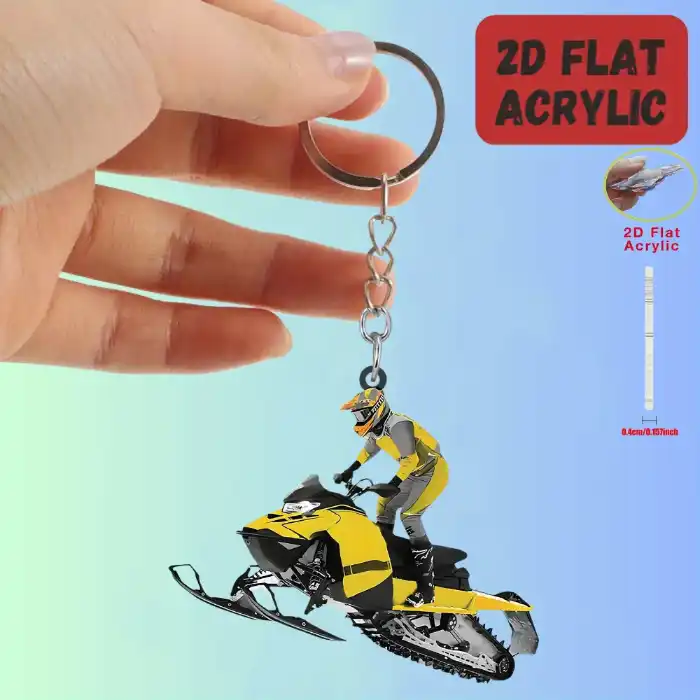 Novel Snowmobile Pendant Keychain,sports Fans 2d Flat Acrylic Ornament Charms,hanging Móc Treo Đeo Thoại, Standee, Móc Khoá In Theo Yêu Cầu, Chất Liệu Mica Dày 4mm, Kích Thước 5.5 Cm, Có In Test Mẫu