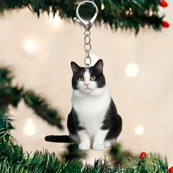 Novelty Tuxedo Cat Pendant Keychain,cute Kitten 2d Acrylic Versatile Charm,decor For Car Móc Treo Đeo Thoại, Standee, Móc Khoá In Theo Yêu Cầu, Chất Liệu Mica Dày 4mm, Kích Thước 5.5 Cm, Có In Test Mẫu