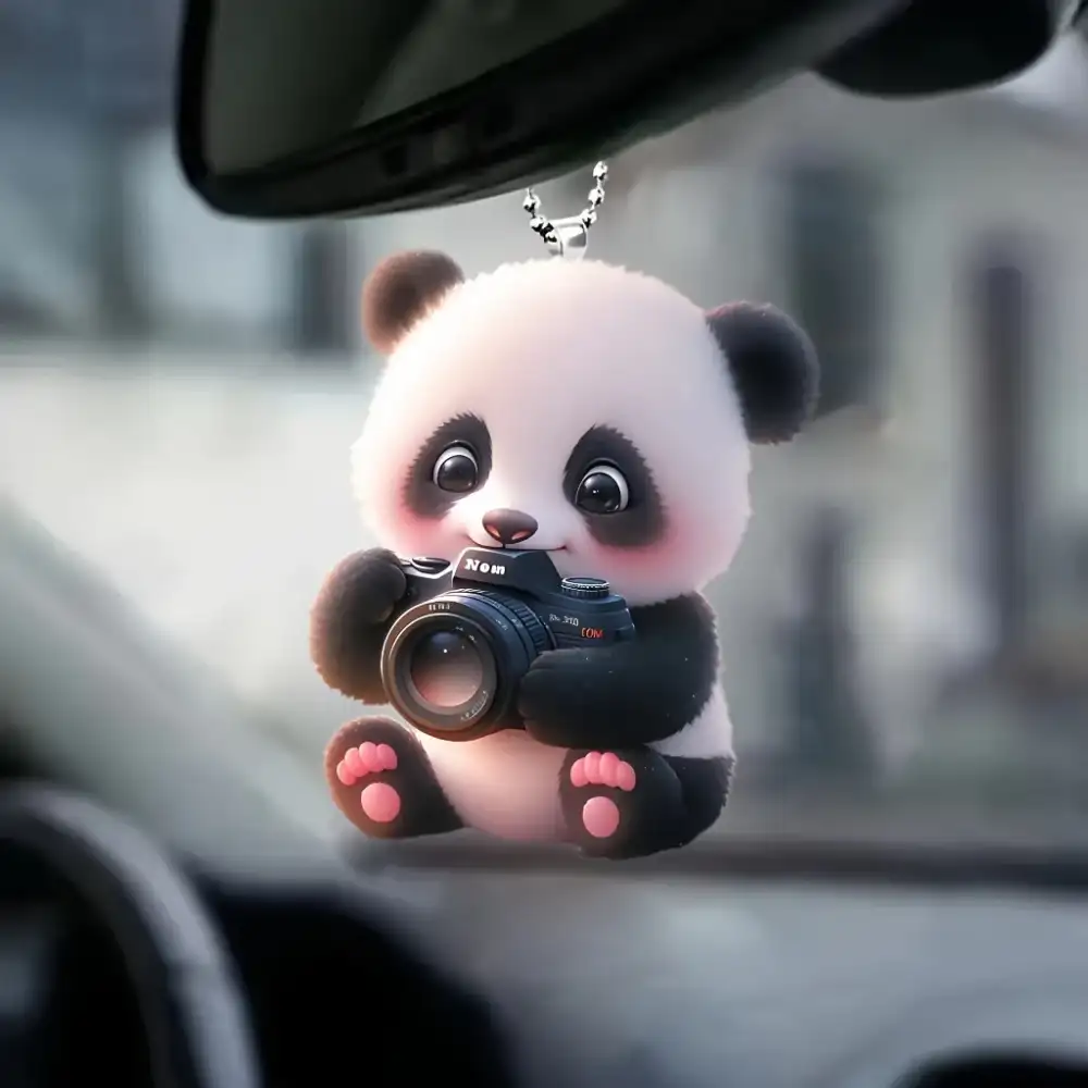 Panda Camera 2d Flat Acrylic Pendant Keychain Cute Cartoon Panda Baby Ornament Charms Hanging Móc Treo Đeo Thoại, Standee, Móc Khoá In Theo Yêu Cầu, Chất Liệu Mica Dày 4mm, Kích Thước 5.5 Cm, Có In Test Mẫu