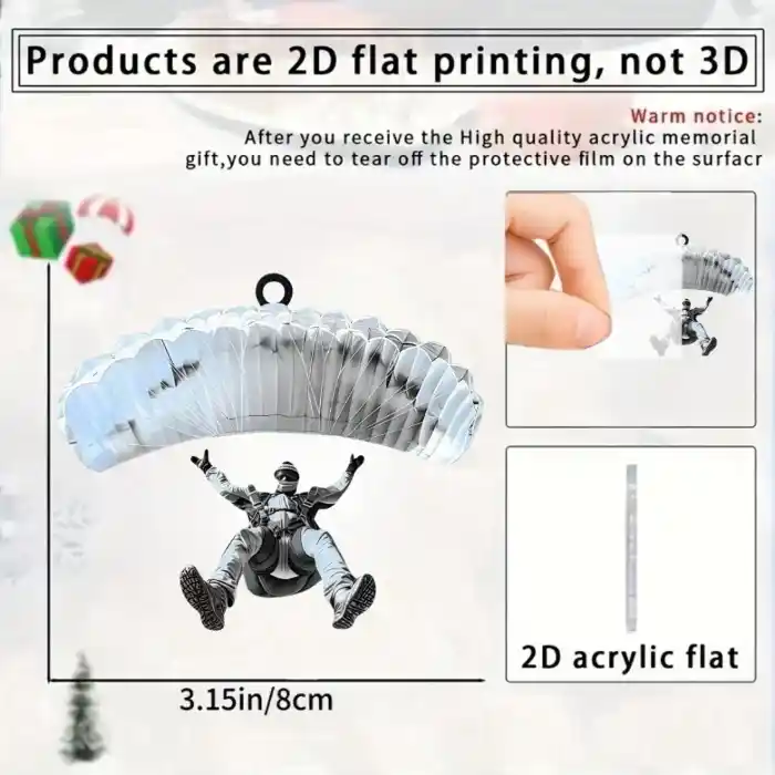 Paragliding Enthusiasts Pendant Keychain Skydiving 2d Flat Acrylic Ornament Hanging Móc Treo Đeo Thoại, Standee, Móc Khoá In Theo Yêu Cầu, Chất Liệu Mica Dày 4mm, Kích Thước 5.5 Cm, Có In Test Mẫu