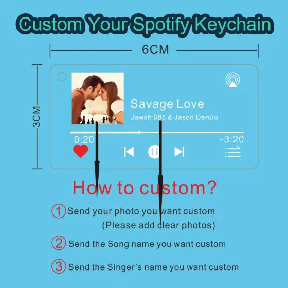 Personalized Clear Acrylic Spotify Keychain Scan Code Music Song Singer Name Album Cover Móc Treo Đeo Thoại, Standee, Móc Khoá In Theo Yêu Cầu, Chất Liệu Mica Dày 4mm, Kích Thước 5.5 Cm, Có In Test Mẫu