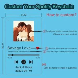 Personalized Clear Acrylic Spotify Keychain Scan Code Music Song Singer Name Album Cover Móc Treo Đeo Thoại, Standee, Móc Khoá In Theo Yêu Cầu, Chất Liệu Mica Dày 4mm, Kích Thước 5.5 Cm, Có In Test Mẫu