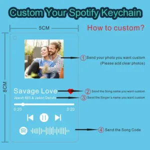 Personalized Spotify Keychain Clear Acrylic Scan Code Music Song Singer Name Album Cover Móc Treo Đeo Thoại, Standee, Móc Khoá In Theo Yêu Cầu, Chất Liệu Mica Dày 4mm, Kích Thước 5.5 Cm, Có In Test Mẫu