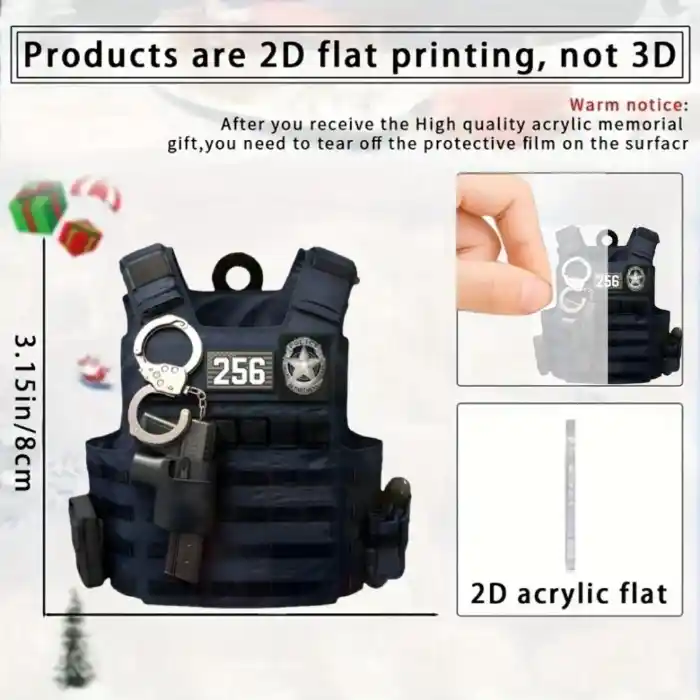 Police Uniform Pendant Keychain,police Themed 2d Flat Acrylic Ornament Charm,hanging Móc Treo Đeo Thoại, Standee, Móc Khoá In Theo Yêu Cầu, Chất Liệu Mica Dày 4mm, Kích Thước 5.5 Cm, Có In Test Mẫu