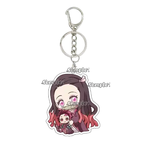 Q Version Acrylic Self Tanjiro Kamado Nezuko Tsuyuri Kanawo Peripheral Keychain Anime Pendant Móc Treo Đeo Thoại, Standee, Móc Khoá In Theo Yêu Cầu, Chất Liệu Mica Dày 4mm, Kích Thước 5.5 Cm, Có In Test Mẫu