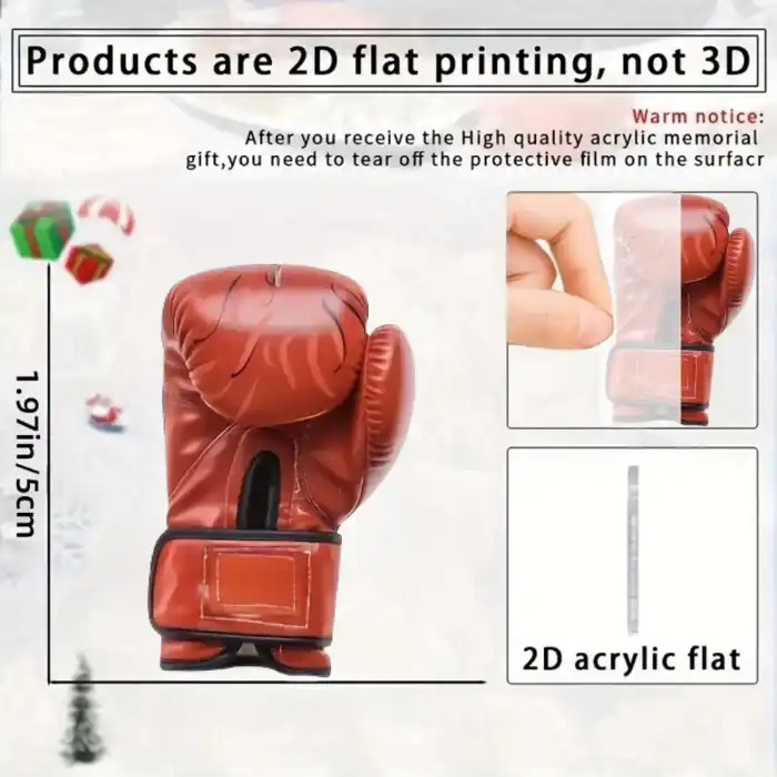 Red Boxing Glove Pendant Keychain,sporty Style 2d Flat Acrylic Ornament Charm,hanging Móc Treo Đeo Thoại, Standee, Móc Khoá In Theo Yêu Cầu, Chất Liệu Mica Dày 4mm, Kích Thước 5.5 Cm, Có In Test Mẫu