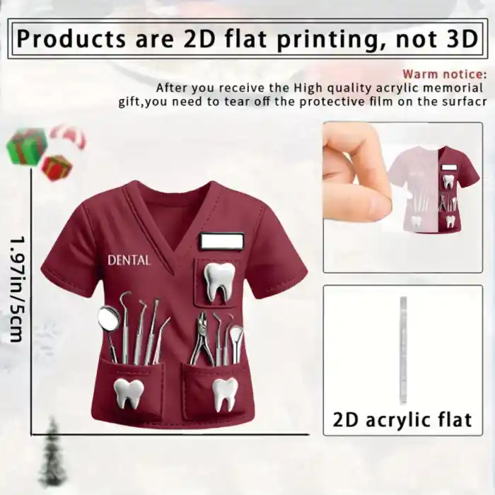 Red Dentist Costume Pendant Keychain,dental Uniform 2d Flat Acrylic Ornament Charms,hanging Móc Treo Đeo Thoại, Standee, Móc Khoá In Theo Yêu Cầu, Chất Liệu Mica Dày 4mm, Kích Thước 5.5 Cm, Có In Test Mẫu