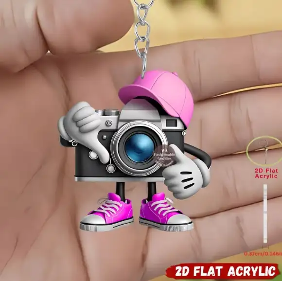 retro-2d-camera-keychain-photography-the-var6-1789455905605-312 Retro 2d Camera Keychain Photography Themed Flat Acrylic Pendant Hanging Ornament For Car Bag Móc Treo Đeo Thoại, Standee, Móc Khoá In Theo Yêu Cầu, Chất Liệu Mica Dày 4mm, Kích Thước 5.5 Cm, Có In Test Mẫu