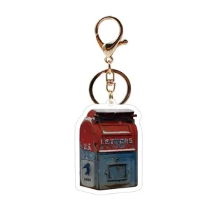 Retro Nostalgic Mail Box Acrylic Keychain Post Office Mailbox Envelope Box Pendant Hanging Móc Treo Đeo Thoại, Standee, Móc Khoá In Theo Yêu Cầu, Chất Liệu Mica Dày 4mm, Kích Thước 5.5 Cm, Có In Test Mẫu