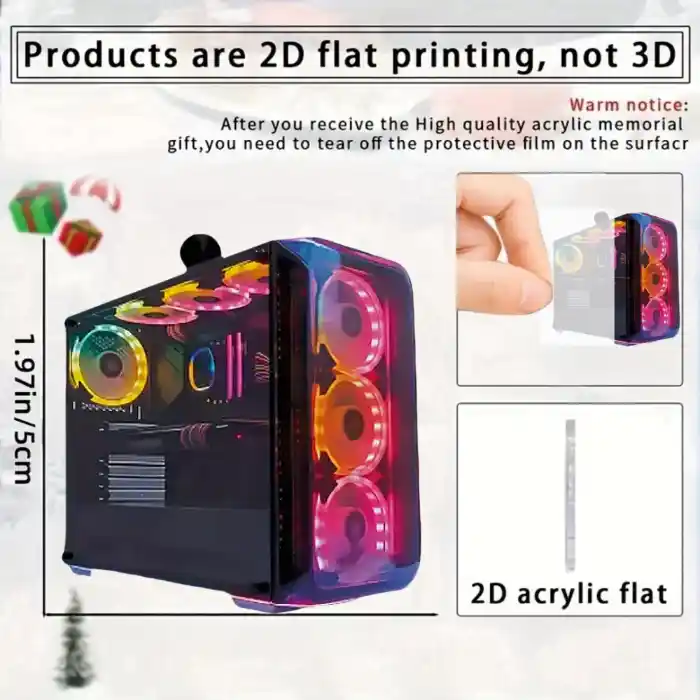 Rgb Computer Host Pendant Keychain Tech Themed 2d Flat Acrylic Ornament Charms Hanging Móc Treo Đeo Thoại, Standee, Móc Khoá In Theo Yêu Cầu, Chất Liệu Mica Dày 4mm, Kích Thước 5.5 Cm, Có In Test Mẫu