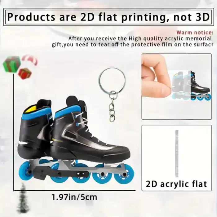 Roller Skate Pendant Keychain,sports Themed 2d Flat Acrylic Ornament Charms,hanging Móc Treo Đeo Thoại, Standee, Móc Khoá In Theo Yêu Cầu, Chất Liệu Mica Dày 4mm, Kích Thước 5.5 Cm, Có In Test Mẫu