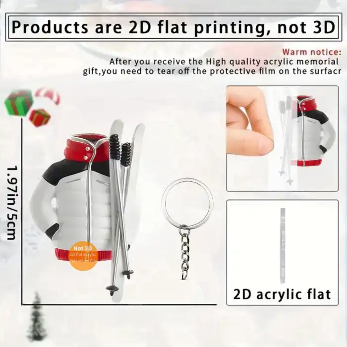 Ski Accessories Pendant Keychain Sports Themed 2d Flat Acrylic Ornament Charms Hanging Móc Treo Đeo Thoại, Standee, Móc Khoá In Theo Yêu Cầu, Chất Liệu Mica Dày 4mm, Kích Thước 5.5 Cm, Có In Test Mẫu
