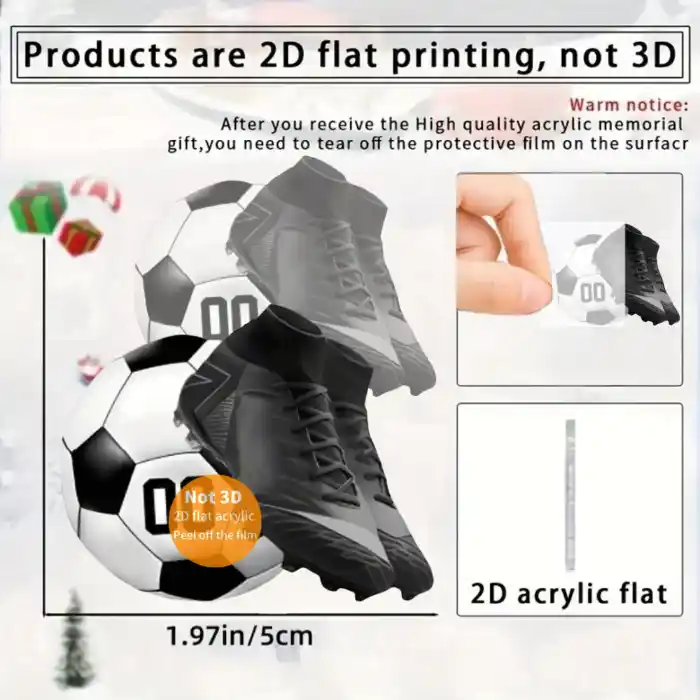 Soccer Cleat & Football 1/2pcs Pendant Keychain Sports Themed 2d Flat Acrylic Ornament Móc Treo Đeo Thoại, Standee, Móc Khoá In Theo Yêu Cầu, Chất Liệu Mica Dày 4mm, Kích Thước 5.5 Cm, Có In Test Mẫu