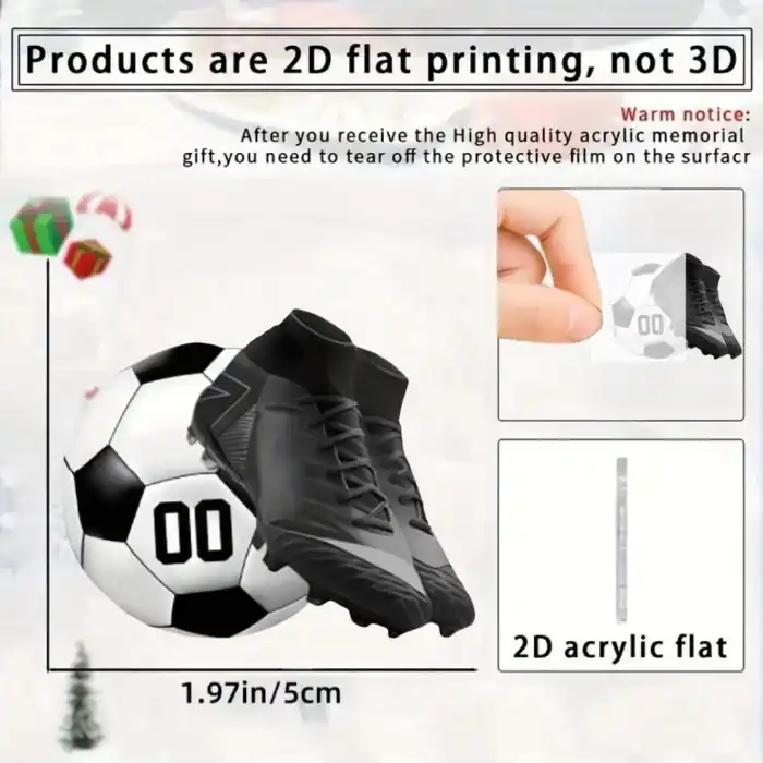 Soccer Cleat & Football Keychain Sports Theme 2d Pendant Flat Acrylic Ornament Hanging Móc Treo Đeo Thoại, Standee, Móc Khoá In Theo Yêu Cầu, Chất Liệu Mica Dày 4mm, Kích Thước 5.5 Cm, Có In Test Mẫu
