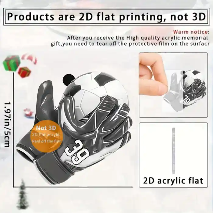 Soccer Glove Pendant Keychain Football Sports Theme 2d Flat Acrylic Ornament Charms Hanging Móc Treo Đeo Thoại, Standee, Móc Khoá In Theo Yêu Cầu, Chất Liệu Mica Dày 4mm, Kích Thước 5.5 Cm, Có In Test Mẫu