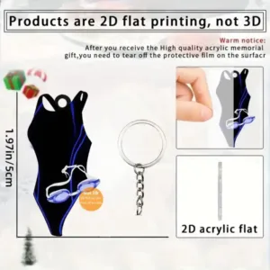 Swimsuit Pendant Keychain Swimming Themed 2d Flat Acrylic Ornament Charms Hanging Decoration Móc Treo Đeo Thoại, Standee, Móc Khoá In Theo Yêu Cầu, Chất Liệu Mica Dày 4mm, Kích Thước 5.5 Cm, Có In Test Mẫu