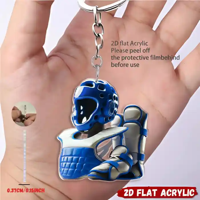taekwondo-protective-gear-pendant-keycha-var5-1789471171692-85 Taekwondo Protective Gear Pendant Keychain Sports Themed 2d Flat Acrylic Ornament Charms Móc Treo Đeo Thoại, Standee, Móc Khoá In Theo Yêu Cầu, Chất Liệu Mica Dày 4mm, Kích Thước 5.5 Cm, Có In Test Mẫu