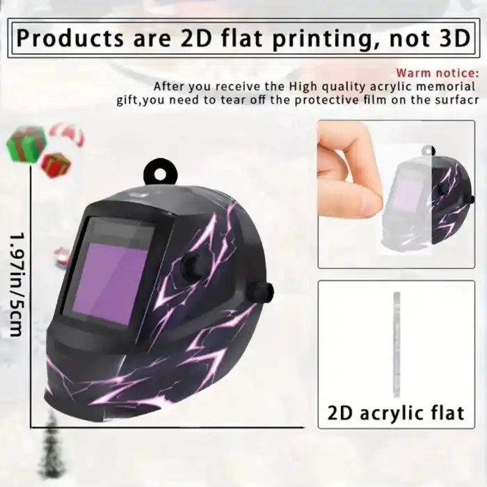 Welder Helmet Pendant Keychain,welding Theme 2d Flat Acrylic Ornament Charms,hanging Móc Treo Đeo Thoại, Standee, Móc Khoá In Theo Yêu Cầu, Chất Liệu Mica Dày 4mm, Kích Thước 5.5 Cm, Có In Test Mẫu