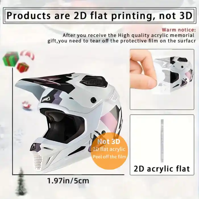 white-motorcycle-helmet-pendant-keychain-var1-1789474397614-405 White Motorcycle Helmet Pendant Keychain 2d Flat Acrylic Ornament Charms Hanging Decoration Móc Treo Đeo Thoại, Standee, Móc Khoá In Theo Yêu Cầu, Chất Liệu Mica Dày 4mm, Kích Thước 5.5 Cm, Có In Test Mẫu
