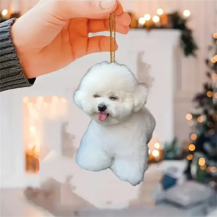 White Puppy Acrylic Pendant Versatile Charm Cute Bichon Frise Keychain For Car Móc Treo Đeo Thoại, Standee, Móc Khoá In Theo Yêu Cầu, Chất Liệu Mica Dày 4mm, Kích Thước 5.5 Cm, Có In Test Mẫu