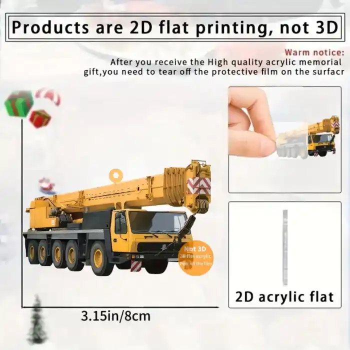 Yellow Crane Pendant Keychain Engineering Vehicle 2d Flat Acrylic Ornament Charms Hanging Móc Treo Đeo Thoại, Standee, Móc Khoá In Theo Yêu Cầu, Chất Liệu Mica Dày 4mm, Kích Thước 5.5 Cm, Có In Test Mẫu