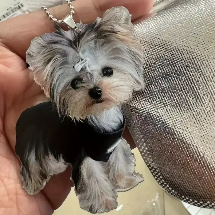 Yorkshire Terrier Pendant Keychain Cute Puppy 2d Flat Acrylic Ornament Charms Hanging Móc Treo Đeo Thoại, Standee, Móc Khoá In Theo Yêu Cầu, Chất Liệu Mica Dày 4mm, Kích Thước 5.5 Cm, Có In Test Mẫu